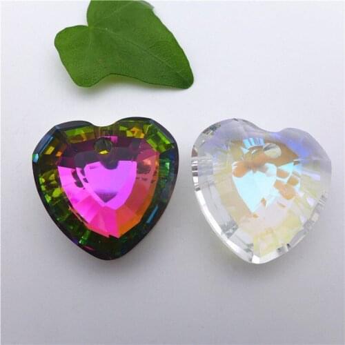 32mm ab white/metalic/rainbow cut face heart shape jewelry DIY accessories crystal pendants chandelier lamp free shipping 12pcs