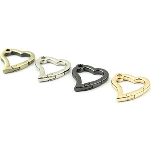 20PC Heart Spring Gate Rings Openable Keychain Leather Bag Belt Strap Dog Chain Buckles Snap Closure Clip Trigger DIY Accessorie