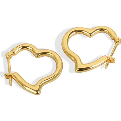 2021 Minimalist Ear Clip Heart Stud Earring Simple Love Heart Gold Plated Earrings For Women Girls Trendy Jewelry Gift