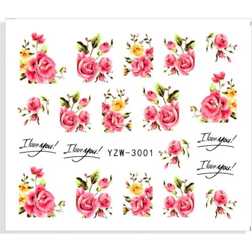 WUF 4PCS/LOT Spring Simple Green Theme Water Decal Sticker Flower Leaf Tree Summer DIY Slider For Manicuring Nail Art Watermarks