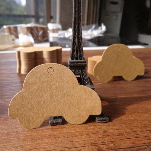 50pcs Car Design Kraft Blank Bookmark Kraft Paper Tags DIY Creative Note Price Lable Hang Tag Gift Tag 6x5cm