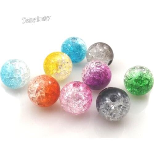 500pcs/lot 12mm Mixed Gradient Color Cracked Acrylic Beads For Jewelry DIY