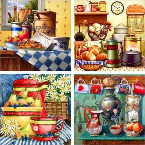 5D DIY Diamond Painting Art Oil Painting Kitchen Square/Round Inlaid Rhinestone Mosaic Cross Stitch Home Decoration Painting