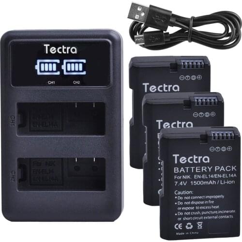 1500mAh 3pcs EN-EL14 EN-EL14A ENEL14 Battery for Nikon P7700 D3200 D3300 D3400 D3500 D5600 D3100+LED Display USB Dual Charger