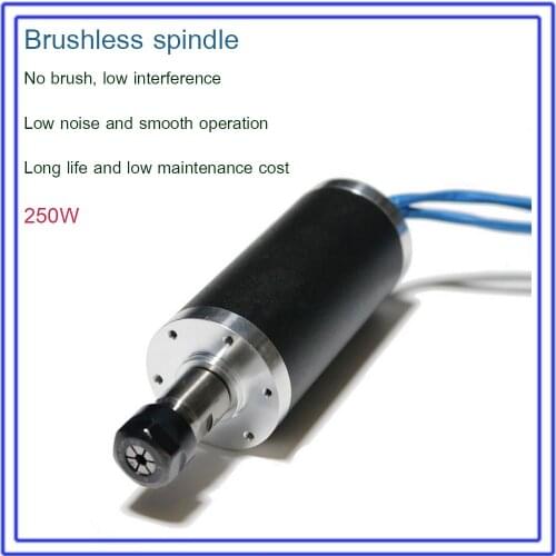 250W Brushless Spindle 53Ncm 12000rpm DC 24V 42mm Motor ER11 Collets for Drilling Milling Carving Metal Plastic Wood Working