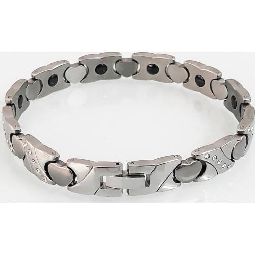 Couple Stainless Steel Bracelet Male Germanium Health Magnetic Wristband Heart Cross Bracelets Women Armbanden Lovers' Jewelry