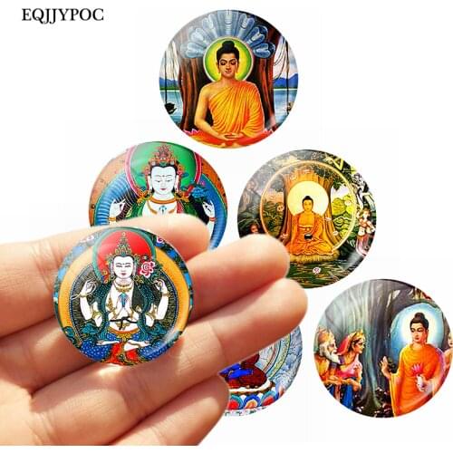 Buddha 30MM Fridge Magnet Buddha Buddhism Hinduism Zen Glass Cabochon Magnetic Refrigerator Stickers Note Holder Home Decoration