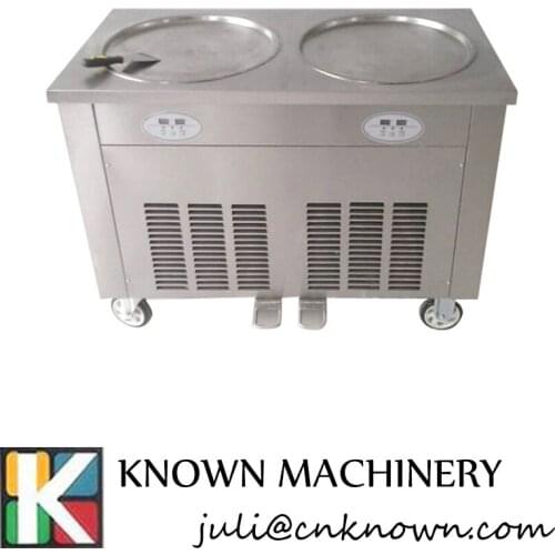 Double Round flat Pan Thai Fired Ice Cream Roll Machine CE Certified long service life fried ice cream making machine 2018 New