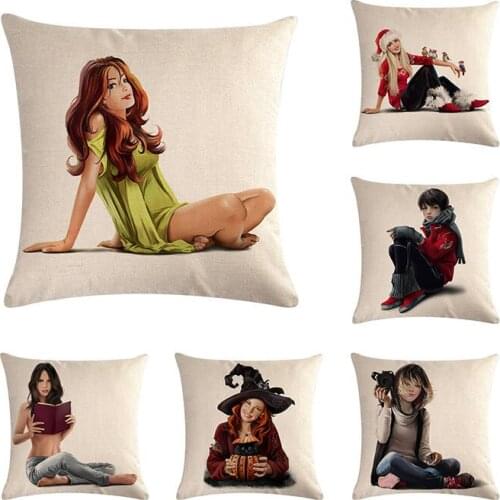 Urban Fashion Girls Cushion Cover Home Decor for Sofa Chair Car Decoration Pillow Case Cover Almofada Cojines