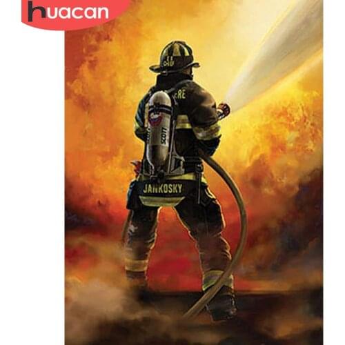 HUACAN 5D DIY Diamond Painting New Portrait Firemen Rhinestones Diamond Embroidery Sale Fire Mosaic Cross Stitch Handicraft