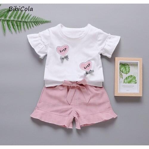 Cartoon Baby Gilrs Summer Clothes Set Short Sleeve Cotton Baby Tracksuit for Newborn Fashion Toddler Kids Clothing Set 2pcs