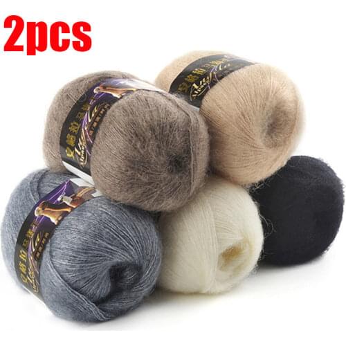 2pcs Mohair Wool Yarn for Hand Knitting Wool Sweater Baby Plush Crochet Threads