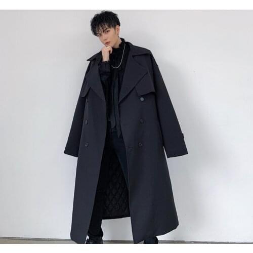 VERSMA Korean Chic Autumn Casual Classic Windbreaker Jackets Coats Men Women Double Breasted Long Trench Coat Men Dropshipping