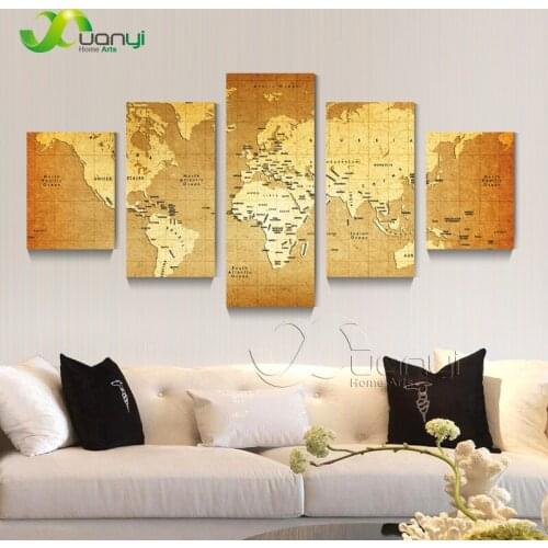 Wall Picture 5 piece Abstract Global World Map Picture Painting Cuadros Decoration For Living Room Global World Map Canvas Art