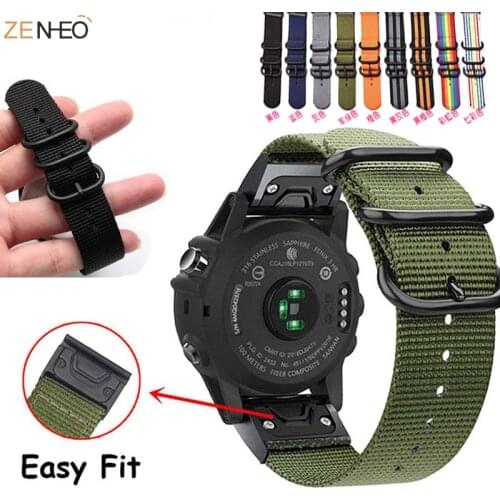 Nylon Watchband For Garmin Fenix 6S 6 6X 5S 5 5X 3 3HR Forerunner 935 945 Quick Release Wrist Strap Bracelet Accessories