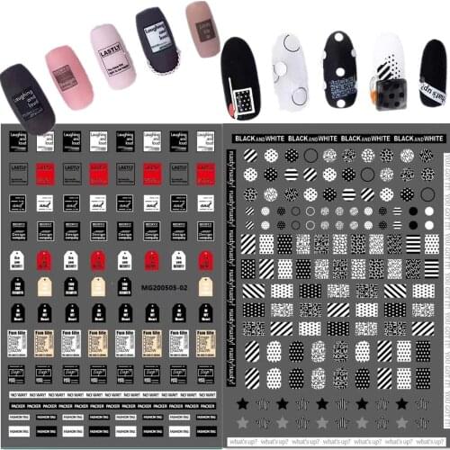 Newest MG505-02 lable design nail stickers 3d Japan Korea style nail decals self-adhesive DIY nail decoration tools