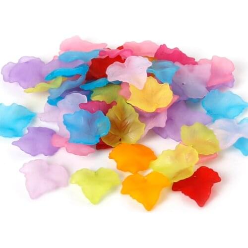 New Arrival! 23*24mm 75pcs/lot Mix Color Acrylic Loose Spacer Frosted Maple Leaf Beads Fit Fashion Jewelry Necklace Bracelet