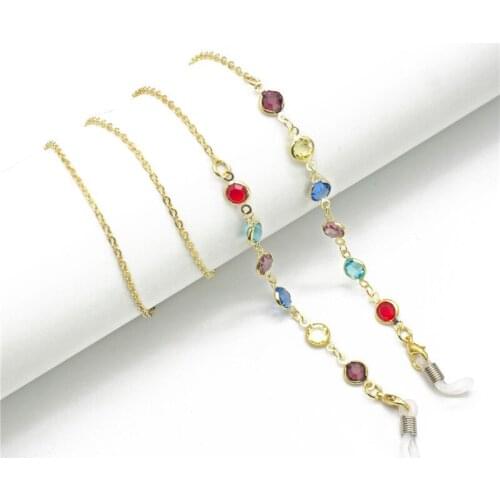 80cm Metal Colorful Rhinestone Glasses Chain Eyeglass Lanyard Women Men Sunglasses Reading Glasses Neck Hanging Eyewear Accessor