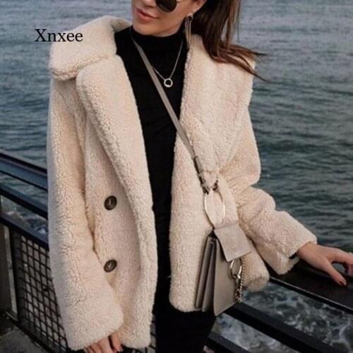 Fall/winter Womens Faux Fur Coat Fluffy Teddy Jacket Jacket Plus Size Long-Sleeved Jacket Refused Short Jacket Women