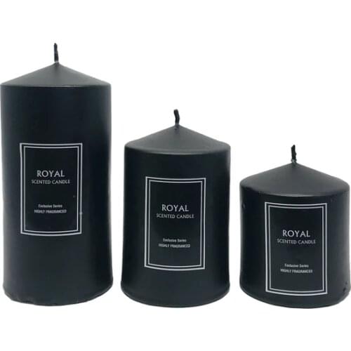 Super Set Black Cylinder Candle Powder Scented. Amazing Fragrance