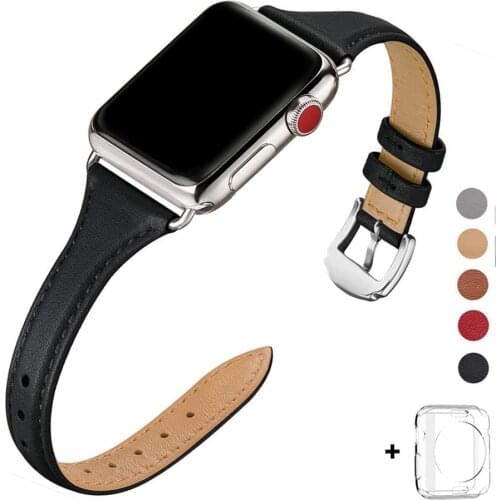 Cowhide Leather Strap For Apple Watch Band 42mm 44mm Iwatch Series SE 6 5 4 3 2 1 Loop Bracelet 40mm 38mm Wristband Replacement