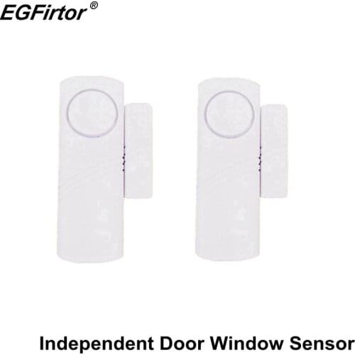 2Pcs Security Alarm Independent Window Door Sensor Home Magnetic Sensor With 90Db Sounder Wireless Home Alarm System White