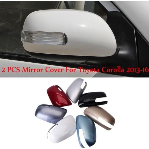2PCS ABS Plastic Car Side Door View Mirrors Replacment Cover Fitted For Toyota Corolla EX 2013-2016