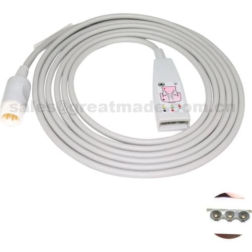 Compatible with Philips OEM 1669A 3-lead Trunk cable , AAMI & IEC label included . Round 12PIN