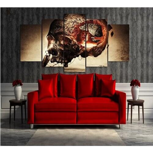 Modern Canvas Art Painting Frame Room HD Print Wall Art Pictures 5 Panel Brain Cerebrum Abstract Skull Poster Home Decor