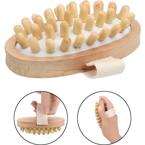 Wooden Body Massager Brush SPA Shower Brush Cellulite Reduction Relieve Tense Muscles Natural Wood Head Scalp Massage Tool