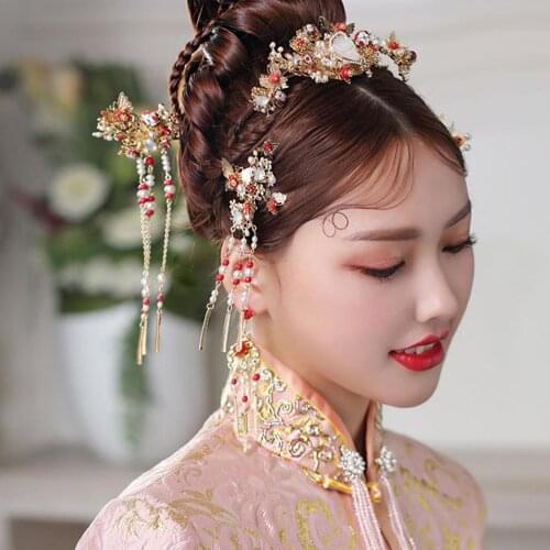 Handmade Traditional Chinese Golden Hairpin Head Hair Jewelry