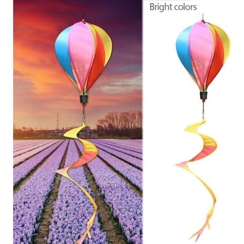 Hot Hot Air Balloon Rotating Wind Strip Windmill Outdoor Hanging Rainbow Color Park Attractions Decoration Pinwheel