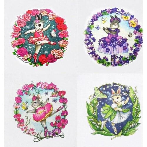 ZERZEEMOOY 20X20CM 4PC/LOT Hand Dyed Cotton Linen Fabric For DIY Sewing Quilting Patchwork Decor Cloth Little Rabbit