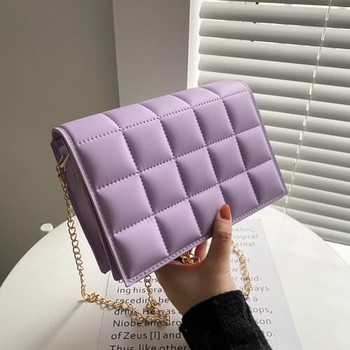 Women Casual Elegant Ladies Handbag Checker Pattern PU Small Flap Handbag Retro Shoulder Messenger Shoulder Bag