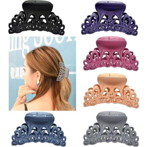 New Arrival Hairdress For Women Scrub Black Plastic Hair Claw Clips Hollow Out Carving Crab For Hair Large Size Hair Clamps