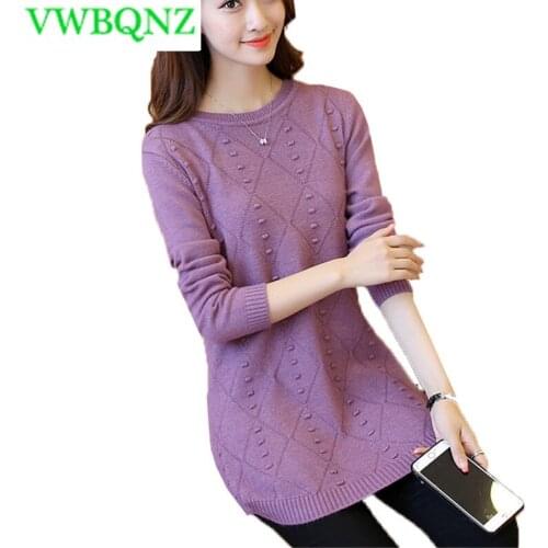2019 Spring Autumn Womens pullover sweaters Korean loose Medium-long O neck ladies sweater knitted casual Womens Clothing 3XL