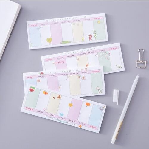 2pcs/lot Stationery Strip weekly plan N times stickers Tearable sticky notes Work and study memo schedule planner
