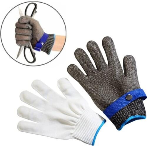 2pcs/pair Stainless Steel Cut Proof Gloves WireMesh Cut-Resistant Chain Safety Kitchen Gloves Accessories