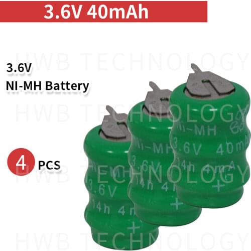 4PCS/lot Original New KX 3.6V 40mAh Ni-MH Rechargeable Button Cell Battery Pack Ni-MH Batteries With Pins Free Shipping