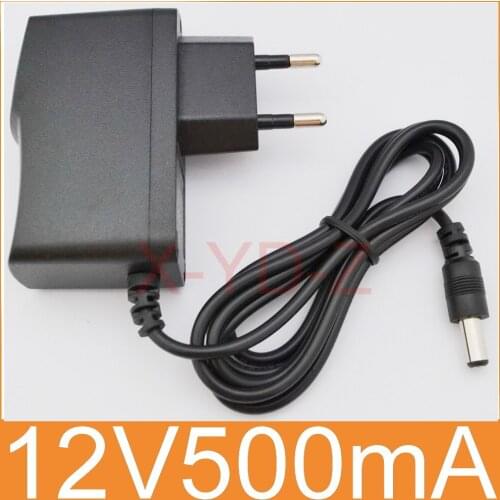 50PCS High quality AC 100V-240V Converter Switching power adapter DC 12V 500mA 0.5A Supply EU Plug DC 5.5mm x 2.1mm