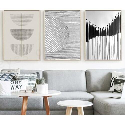 Abstract Verticle and Horizen Line Stripe and Geometry Wall Art Painting Nordic Posters and Prints Living Room Home Decoration