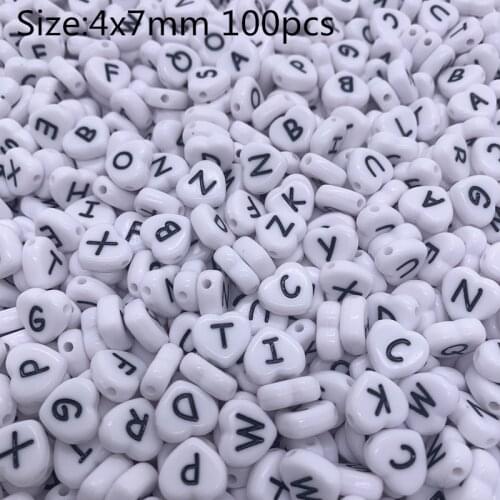 12x4mm 30pcs Color Heart Acrylic Spacer Beads Letter Beads Oval Alphabet Beads For Jewelry Making DIY Handmade Accessories#07