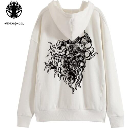 ANDEMONGEL Cthulhu Mythos Yog-Sothoth White High Street Men Women Unisex Oversize Cotton Hoodie Hooded Autumn Sweatshirt
