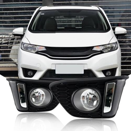 Car LED DRL Fog Lamps Light Clear Fog Lights with Harness for Honda FIT/JAZZ 2014-2017 Accessories