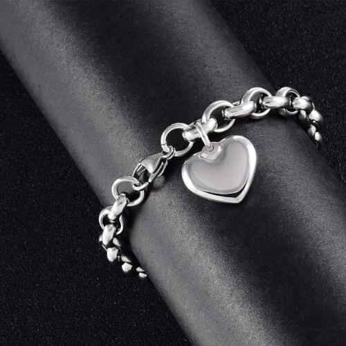 Heart bracelet stainless steel women bracelet female accessories 2019 chains on the hand statement bracelets gifts friends