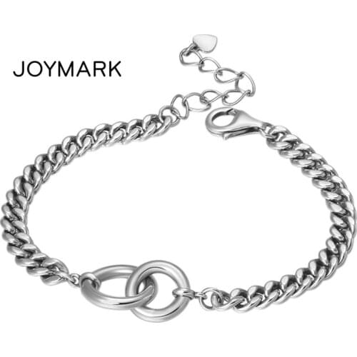 925 Sterling Silver Bracelets For Women Simple Double Ring Pure Silver Link Chain Bracelets Birthday Gift TSB526