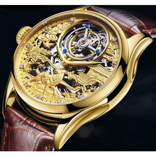 100% Tourbillon Watch A++ Quality Mechanical Watch Men Waterproof Skeleton Mens Watches Top Brand Luxury Relogio Masculino