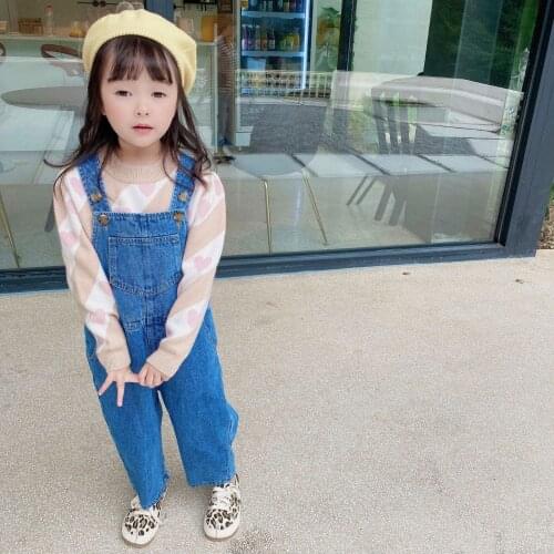 Kids Korean Style Overalls 2020 New Fashion Solid Loose Baby Girls Denim Overalls Casual High Quality Jumpsuit For Boy 2-6 Years
