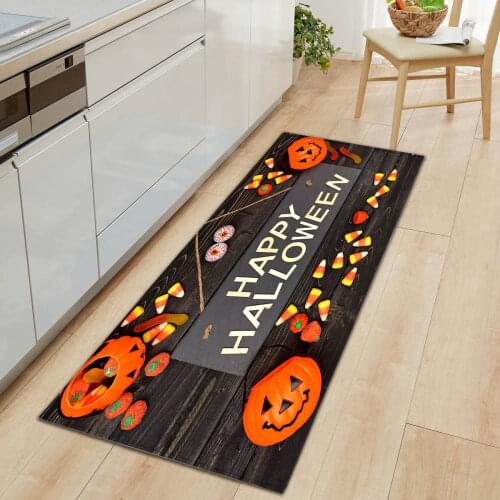 Halloween Home Kitchen Mat Doormats Carpet Flannel Entrance Door Mat Soft Floor Rugs for Living Room Bedroom Kitchen Bathroom