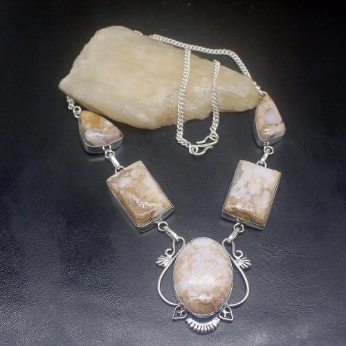 Gemstonefactory Jewelry Big Promotion Unique 925 Silver Rare Trendy Natural Ocean Jasper Women Chain Necklace 50cm 202101539